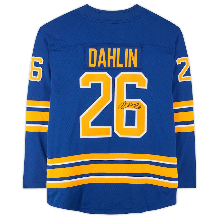 B.Sabres #26 Rasmus Dahlin Fanatics Authentic Autographed Royal Blue Fanatics Breakaway Jersey Stitched American Hockey Jerseys 1268