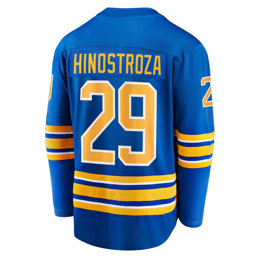 B.Sabres #29 Vinnie Hinostroza Fanatics Branded Home Breakaway Player Jersey Royal Stitched American Hockey Jerseys 1273