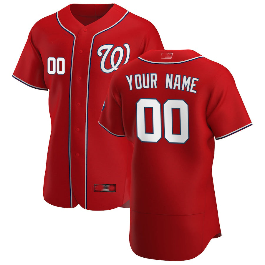 Baseball Jerseys Custom Washington Nationals Scarlet Alternate Authentic Custom Patch Jersey 1496