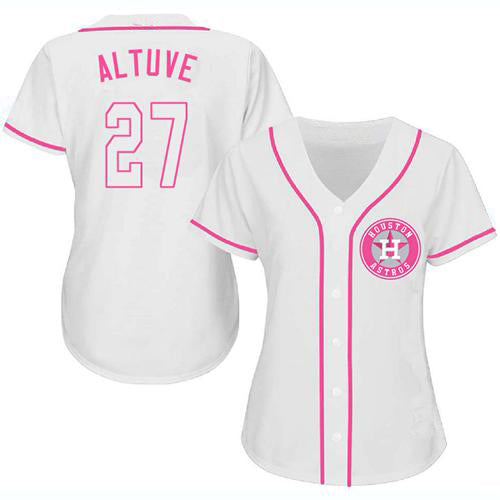 Baseball Jersey Houston Astros 27 Jose Altuve White Pink Fashion Stitched Jerseys 1323