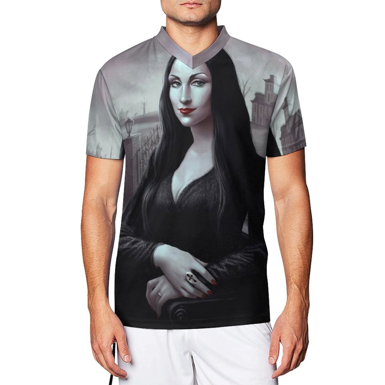 2024 Custom The Addams Family Halloween Terror Movie Weird  Mona Lisa Animated Comedy Good Neighbour Haunted Hou Football Clothes 2024 White S