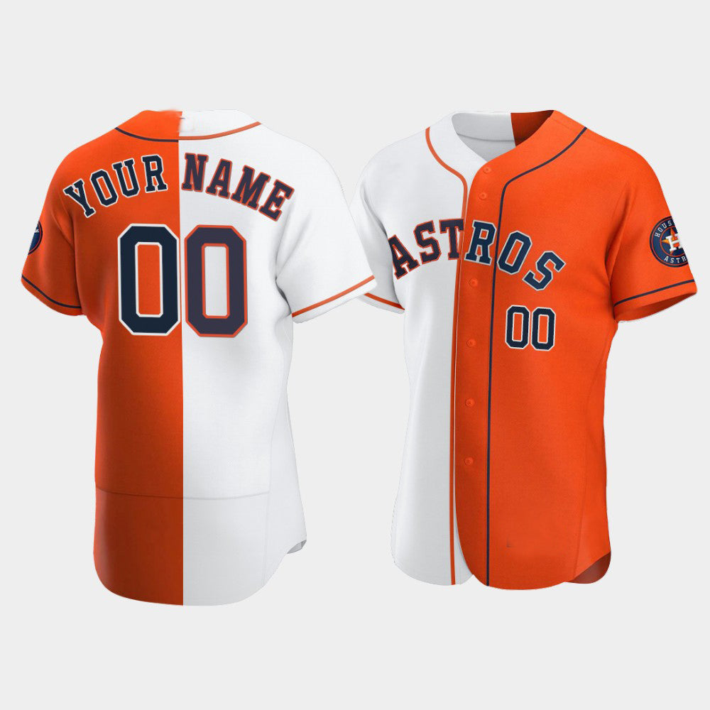 Baseball Jerseys Custom White Orange Houston Astros Split Two Tone Jersey Stitched Letter And Numbers Birthday Gift 1499