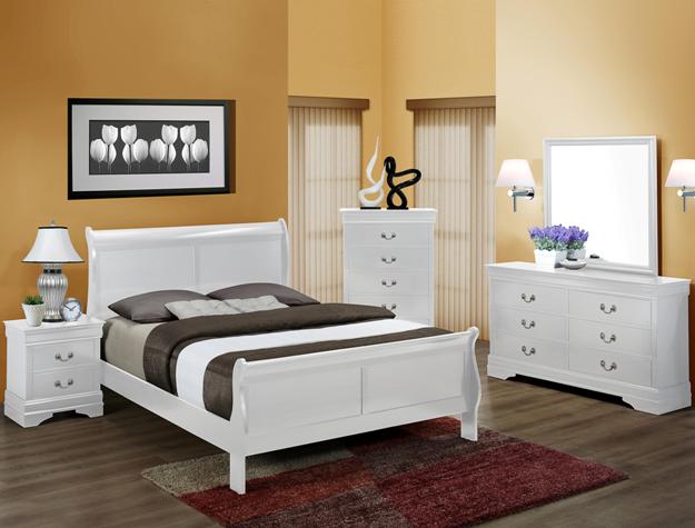 Louis Phillip White Sleigh Bedroom Suite