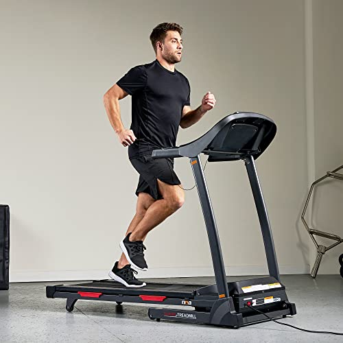 Sunny Health & Fitness Premium Folding Incline Treadmill with Pulse Sensors, One-Touch Speed Buttons, Shock Absorption, Optional Bluetooth with Exclusive SunnyFit App