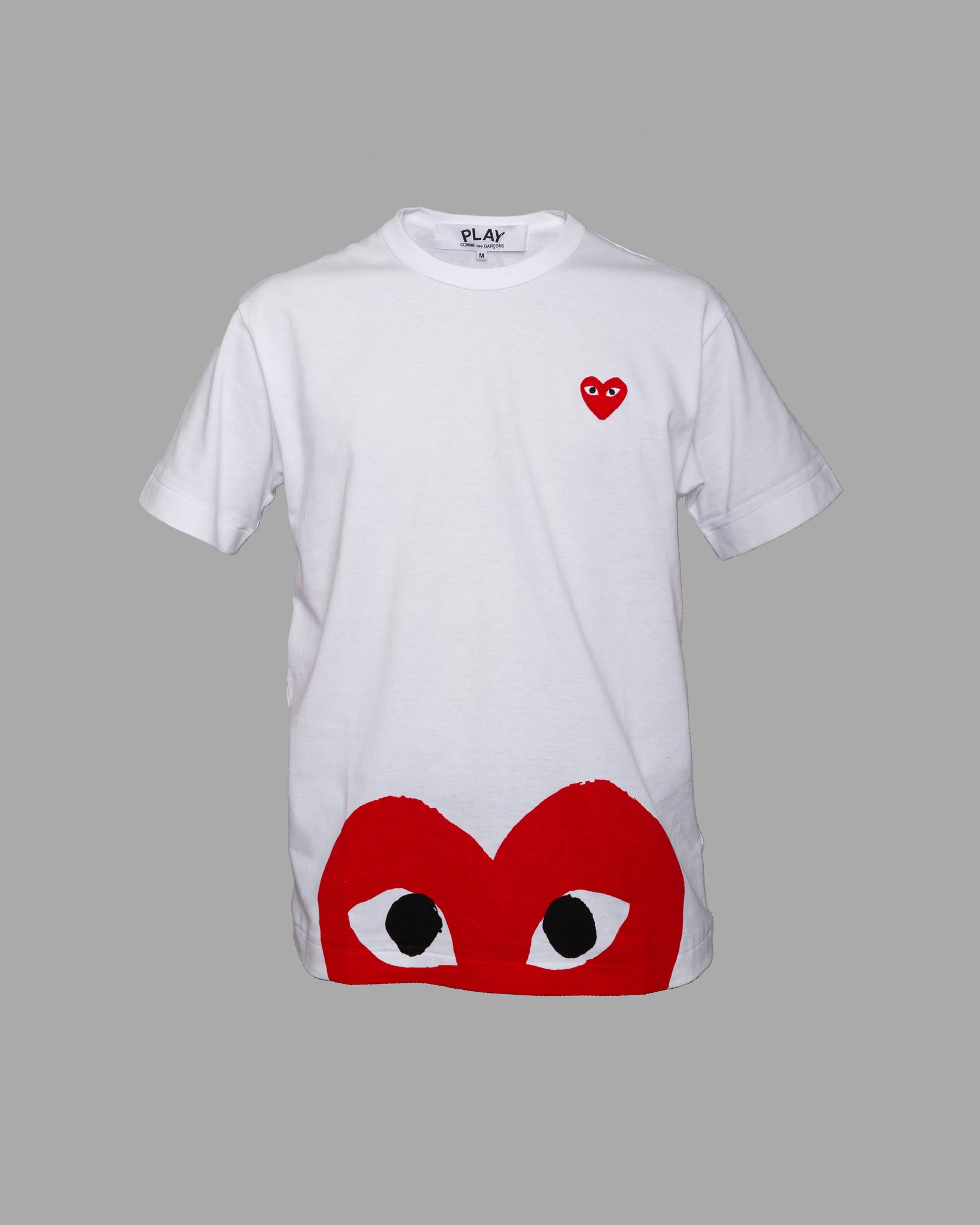 white t shirt with red hearts