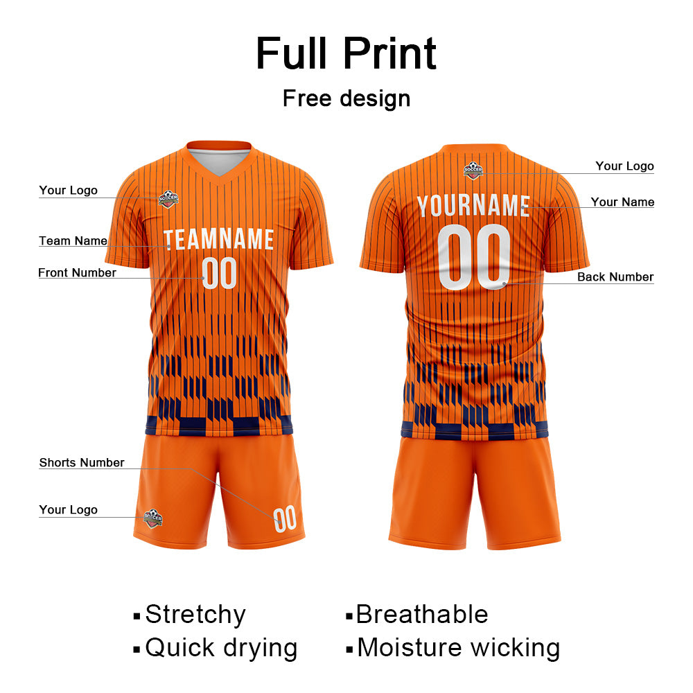 Custom Soccer Jerseys for Men Women Personalized Soccer Uniforms for Adult and Kid Orange-Navy