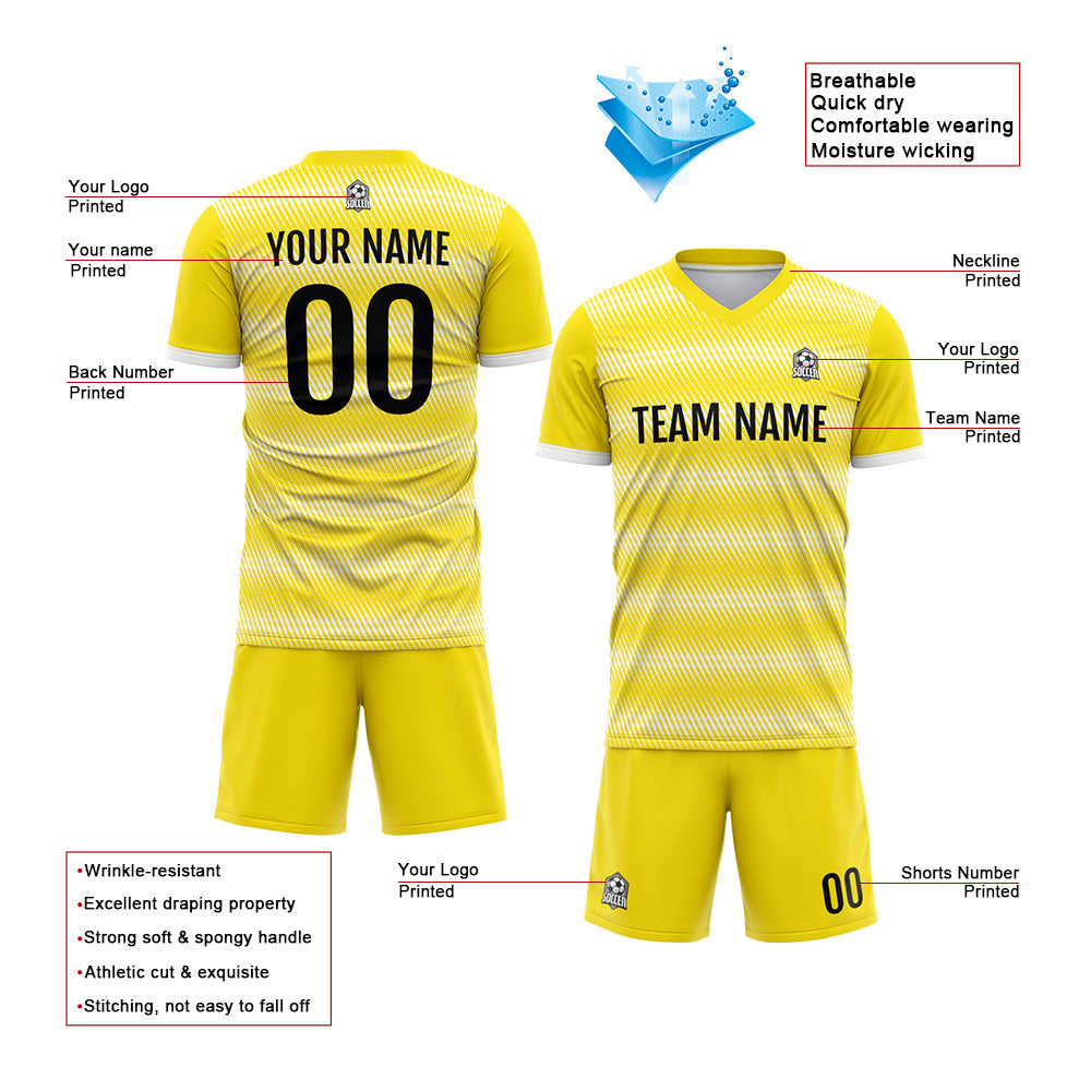 Custom Soccer Jerseys for Men Women Personalized Soccer Uniforms for Adult and Kid Yellow