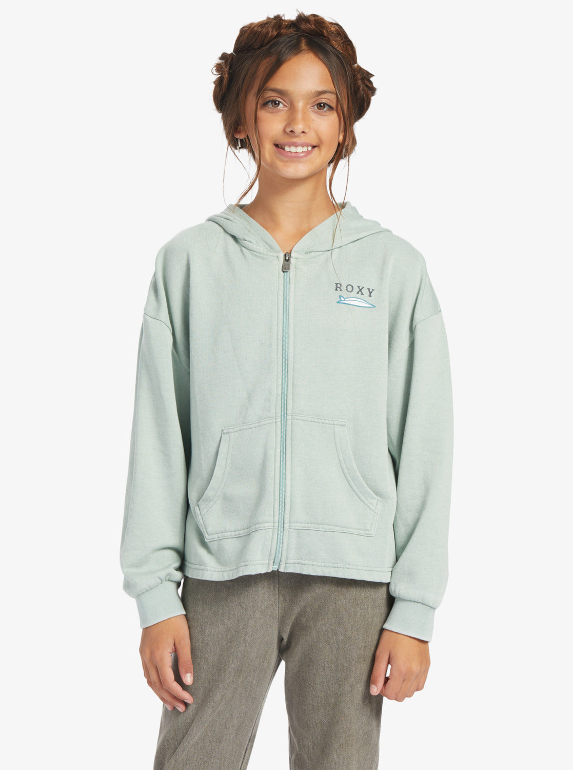 Girls 4-16 Early In The Morning B Zip-Up Hoodie - Blue Surf