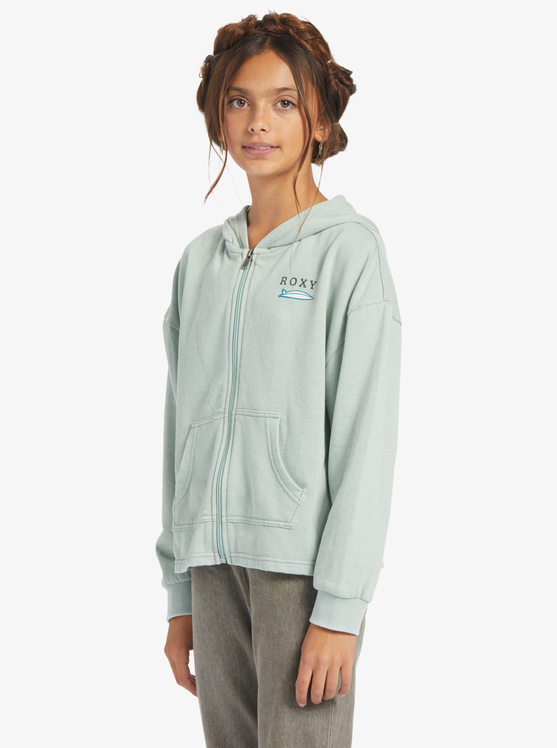 Girls 4-16 Early In The Morning B Zip-Up Hoodie - Blue Surf