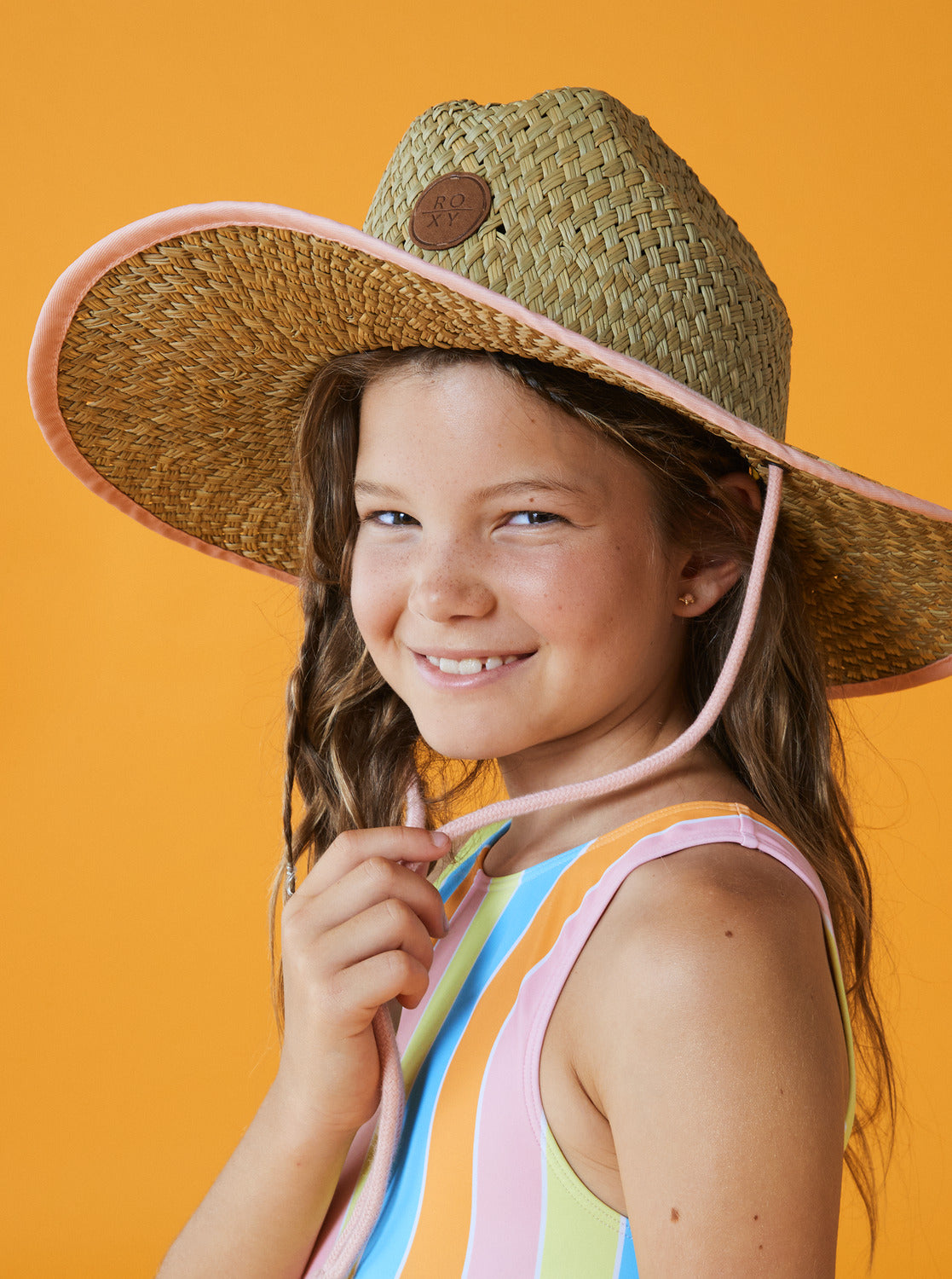 Girls 7-16 Pina To My Colada Sun Hat - Tropical Peach