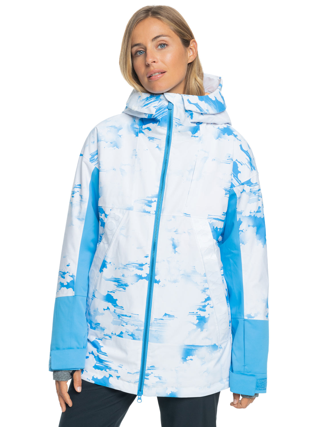 Chloe Kim Technical Snow Jacket - Azure Blue Clouds