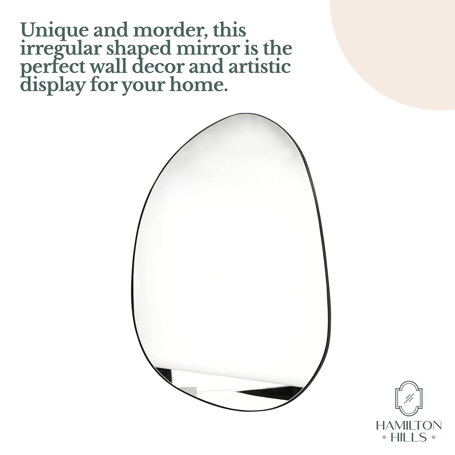 Modern Decorative Irregular Shaped Wall Mirror - Asymmetrical Accent Mirror - Frameless - Suitable for Entryway, Bedroom, and Living Room - Dimensions 33.5 L x 20.5 W