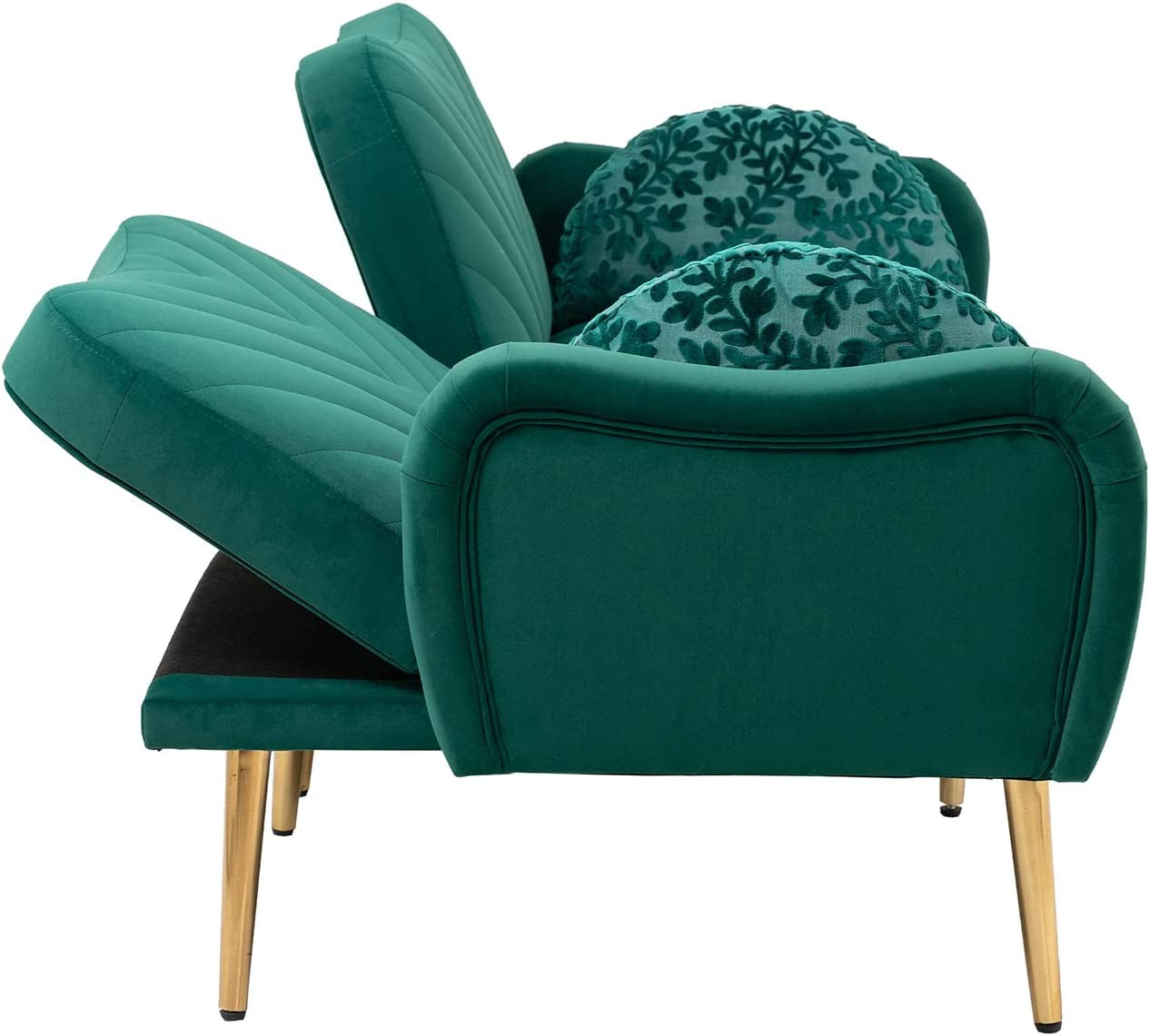 Modern Green Velvet Sofa Set with Gold Legs