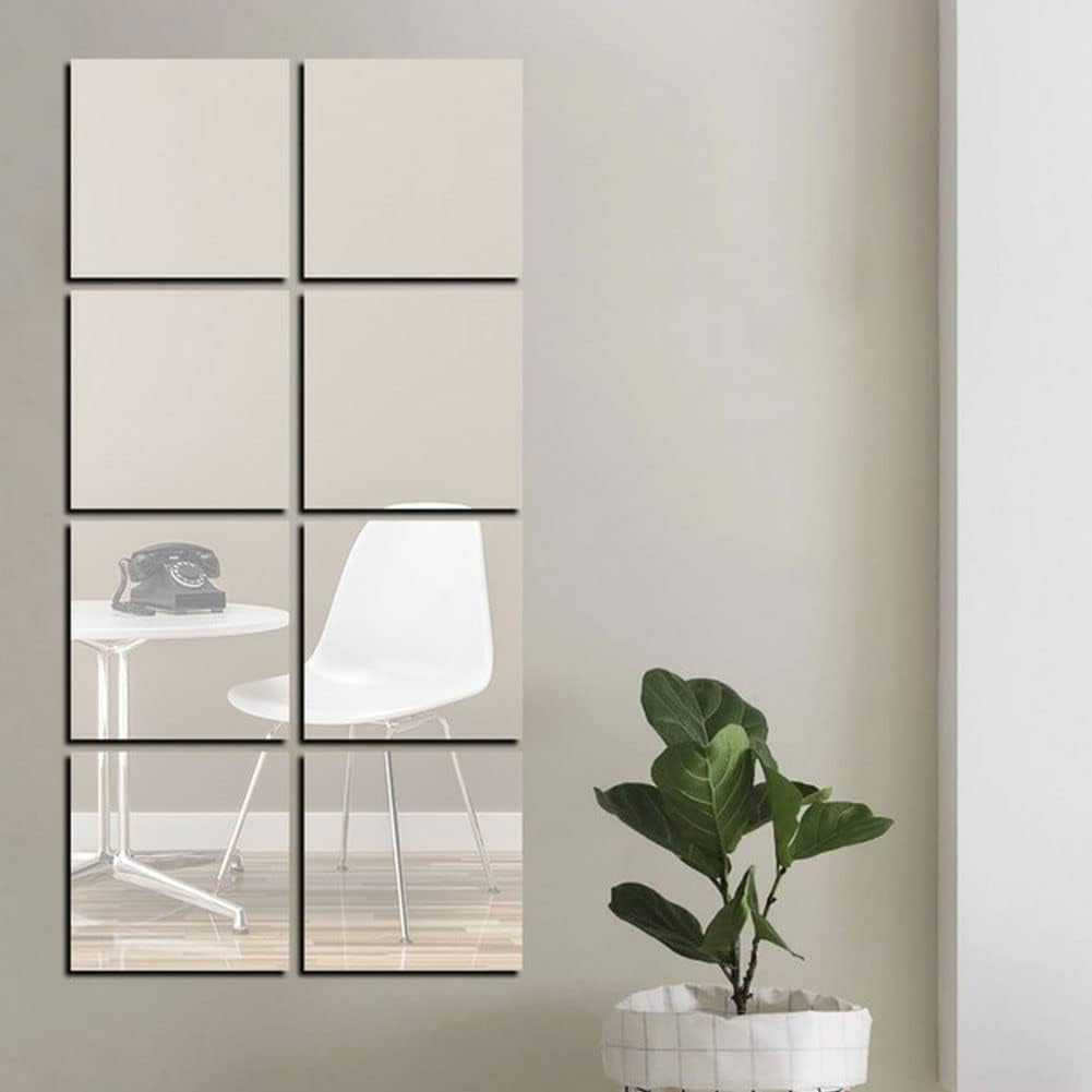 Acrylic Mirror Tiles Self Adhesive, 12X12 Mirror Tiles 16Pcs, Non Glass Safety Frameless Mirror Full Length - Home Gym Mirror, Wall Mounted Mirror, 12X12 Mirror Squares for Closet Door Bedroom