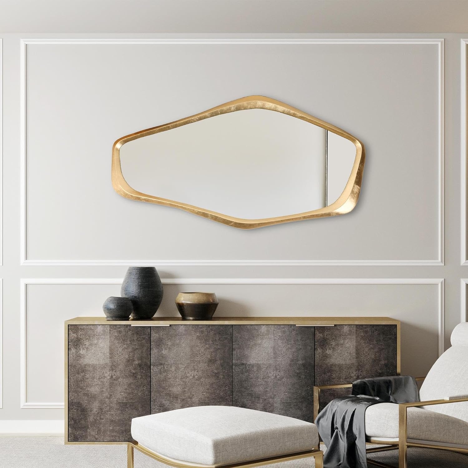 Decorative Gold Wall Mirrors for Bathroom and Living Room Decor - 47.2 H
