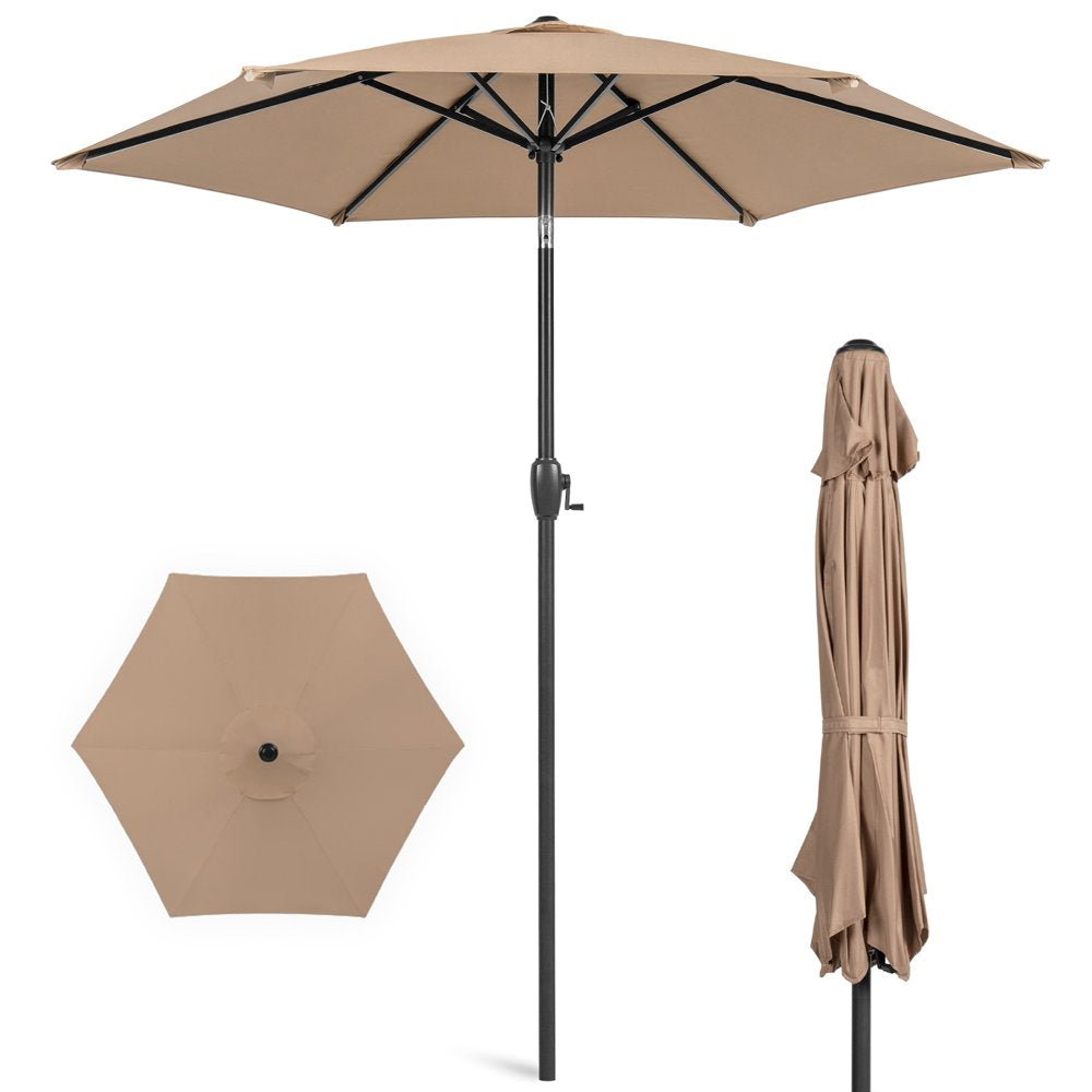 Heavy-Duty Outdoor Patio Umbrella with Push-Button Tilt - Tan