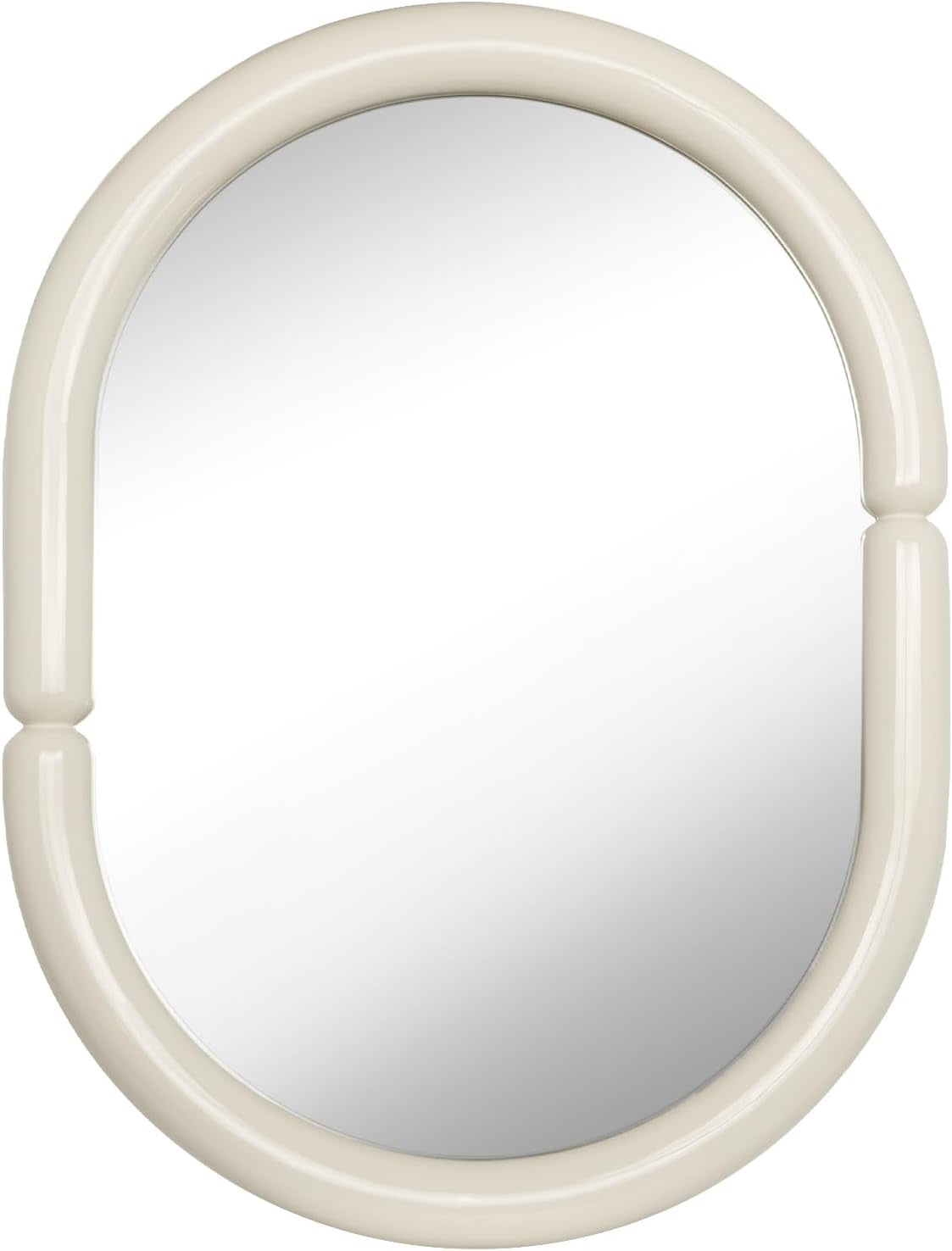 Contemporary Bagel-Shaped Wall Mirror with Candy-Colored Futuristic Design - 32'X23' Cream White