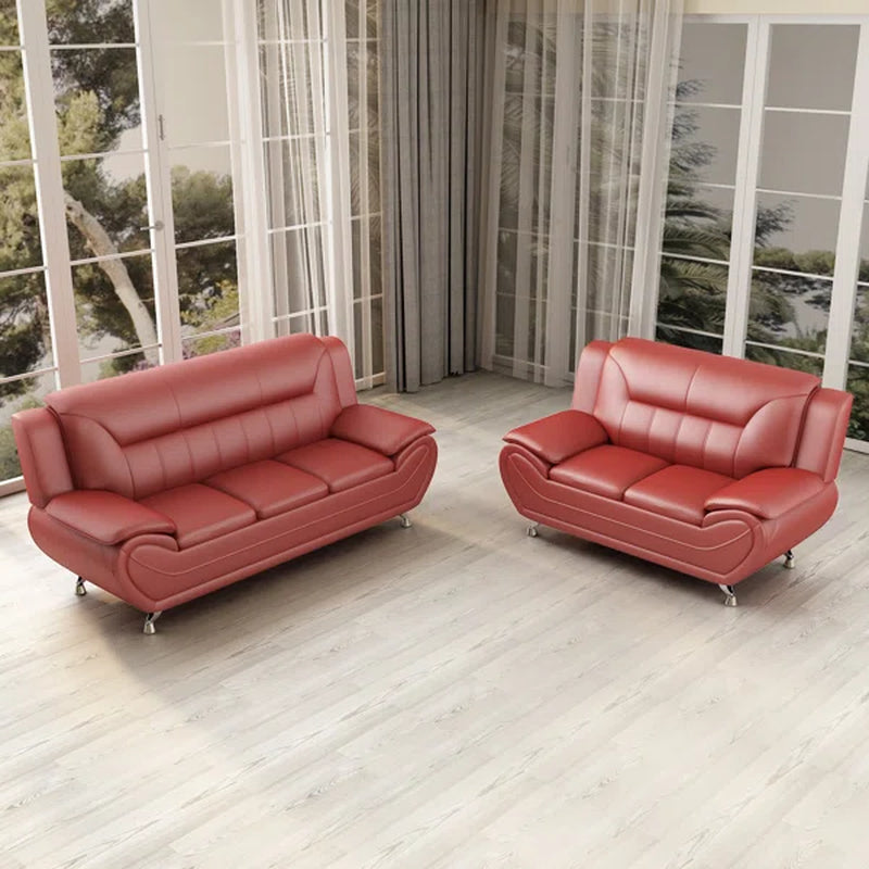 Modern 2-Piece Vegan Leather Sofa Set