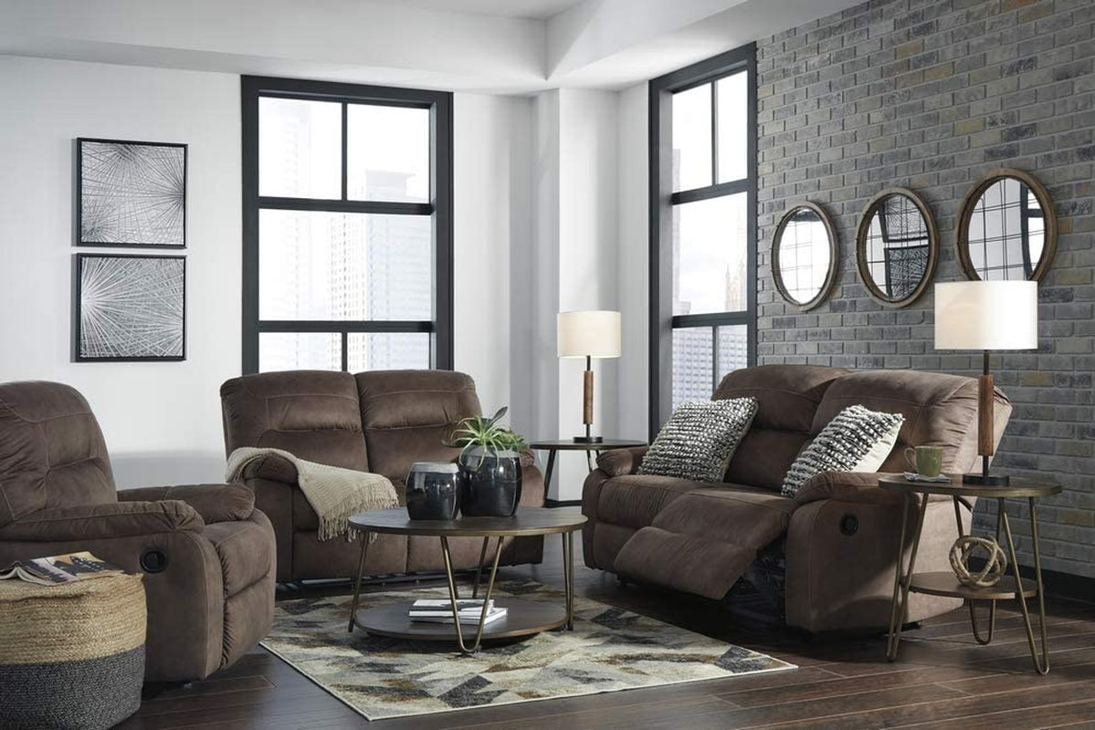 Brown Reclining Sofa with Plush High-Resiliency Foam Cushions
