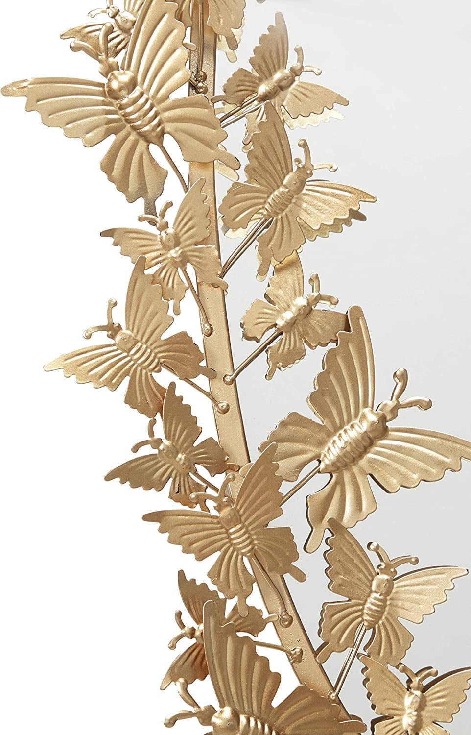 Golden Metal Butterfly Oval 3D Wall Mirror, 19 X 5 X 33