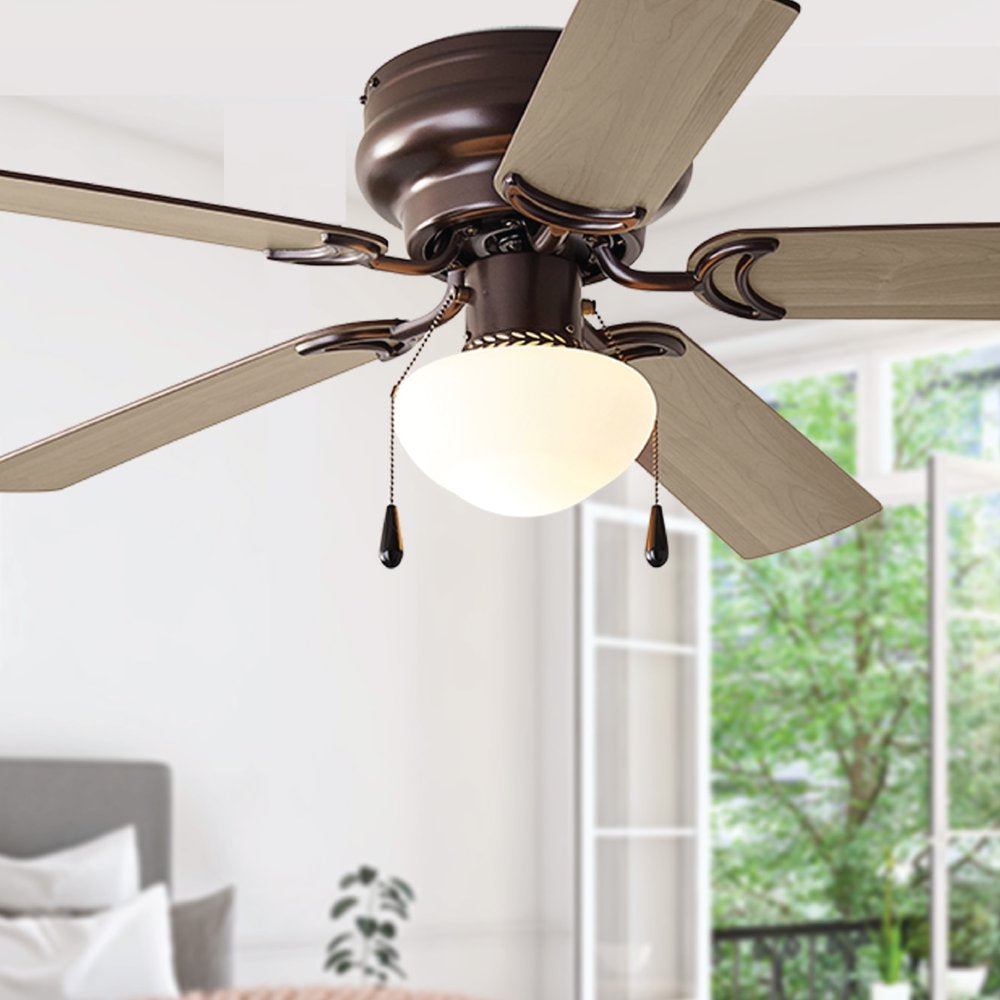 Bronze 44 Inch Hugger Ceiling Fan with Reversible Blades