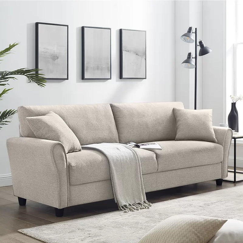 Mid-Century Modern Upholstered Sofa with Spring Support