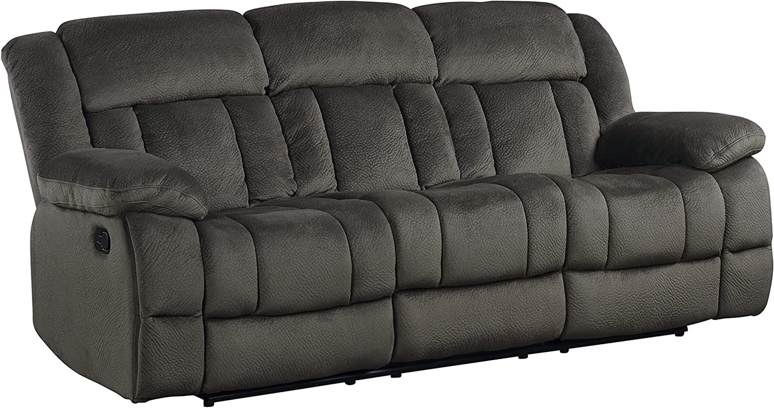 Double Reclining Sofa in Brown Microfiber Fabric
