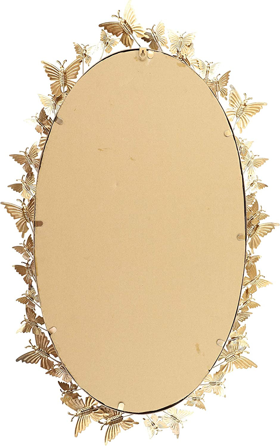 Golden Metal Butterfly Oval 3D Wall Mirror, 19 X 5 X 33