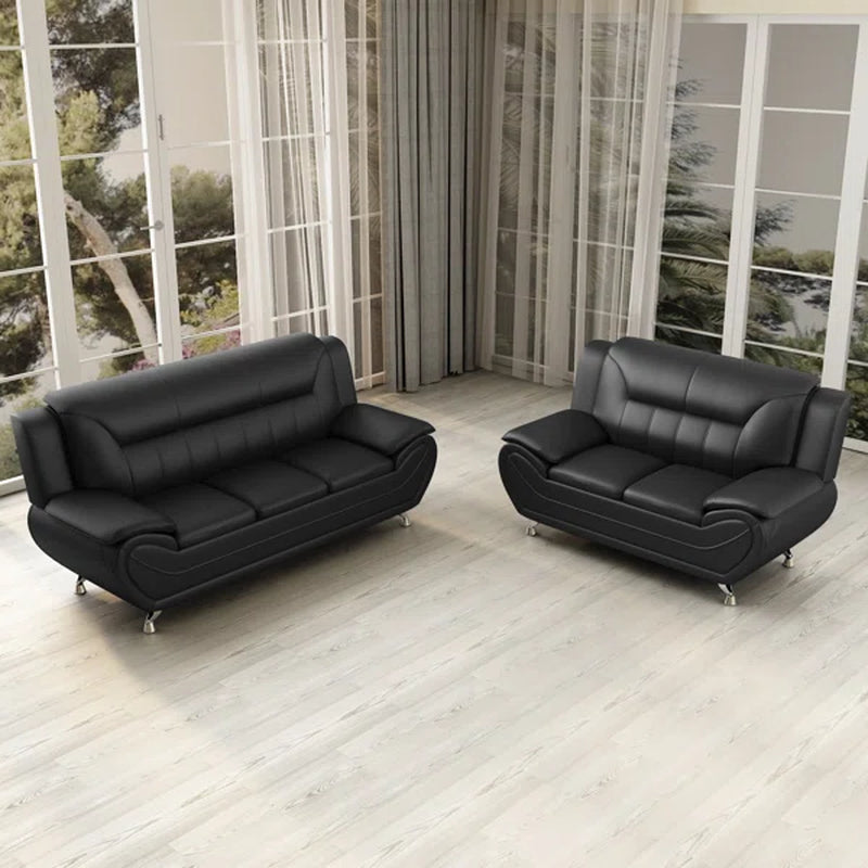 Modern 2-Piece Vegan Leather Sofa Set