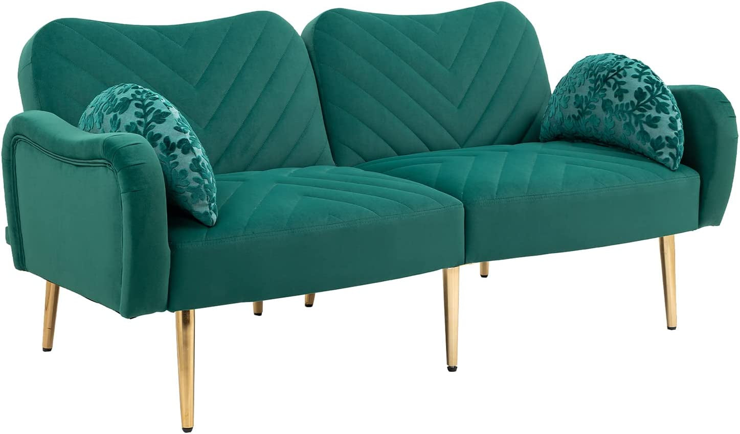 Modern Green Velvet Sofa Set with Gold Legs