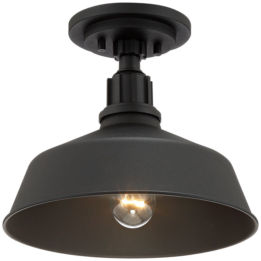 Black Rustic Outdoor Ceiling Light - 12 Semi-Flush Mount