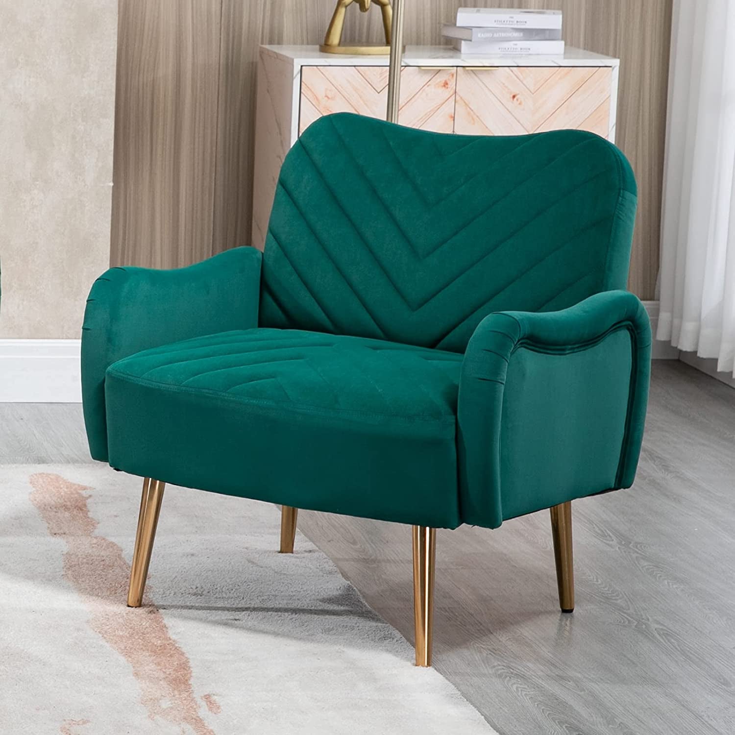 Modern Green Velvet Sofa Set with Gold Legs