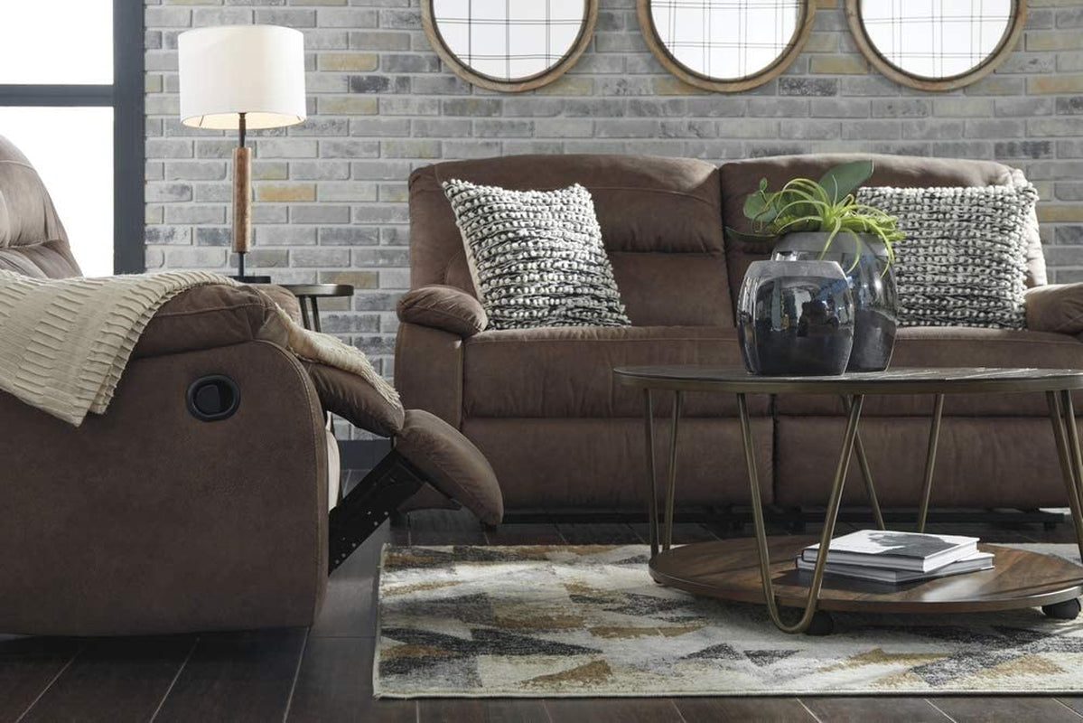 Brown Reclining Sofa with Plush High-Resiliency Foam Cushions