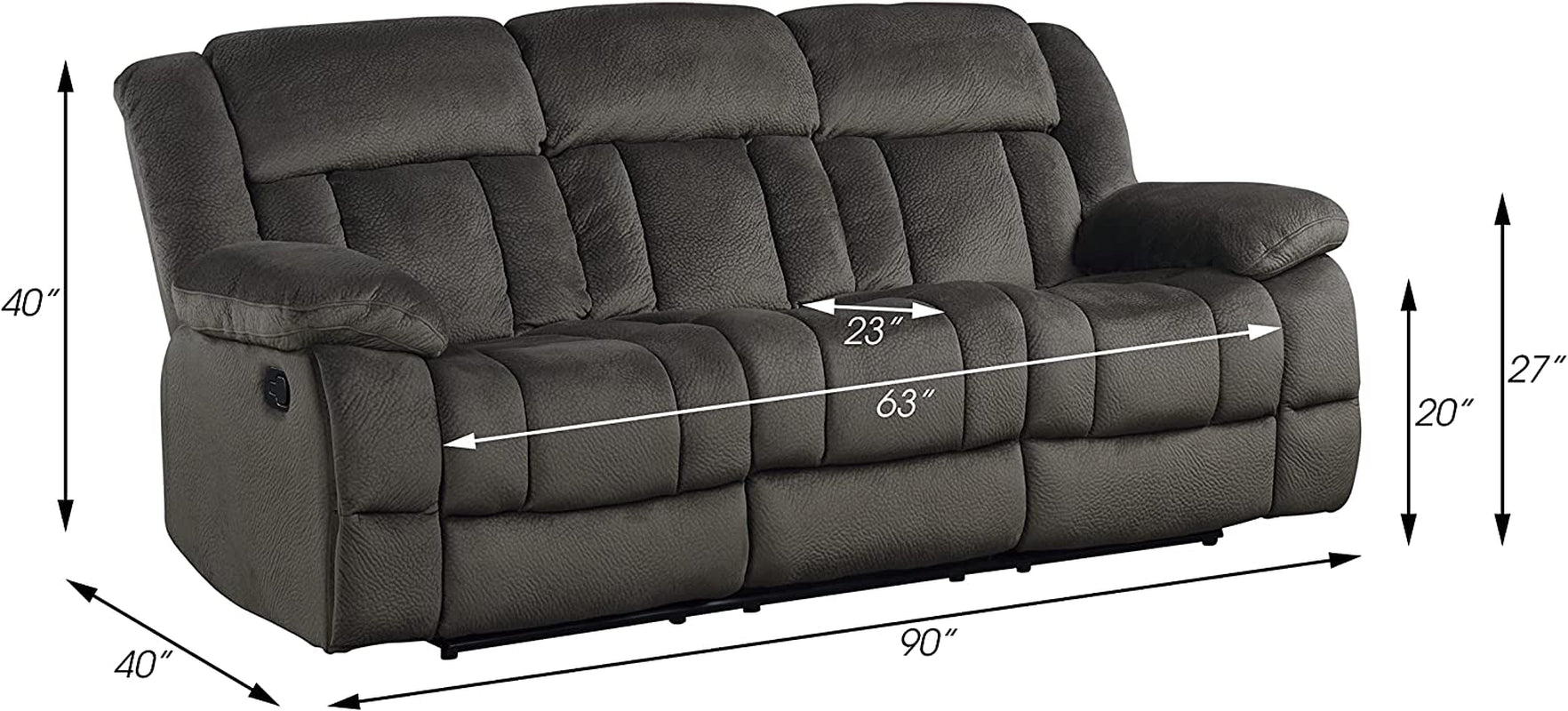 Double Reclining Sofa in Brown Microfiber Fabric