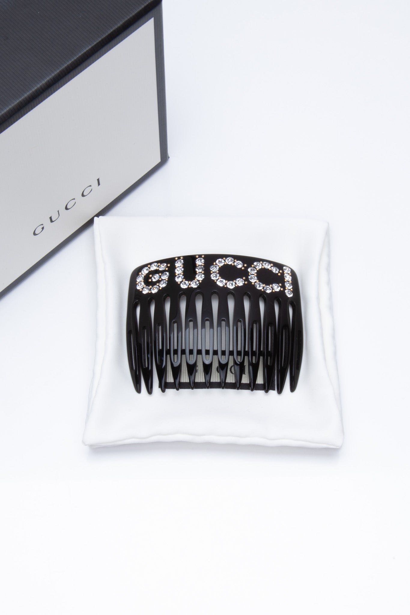 GUCCI Black Resin Crystal Hair Comb