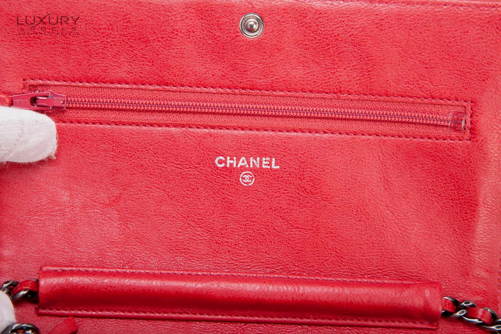 CHANEL LE BOY CHAIN AROUND RED WOC WALLET ON CHAIN