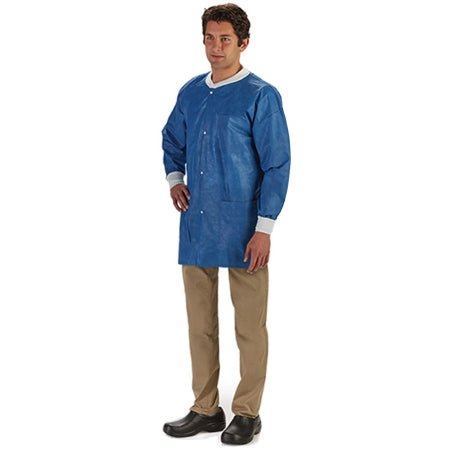 Graham Medical Products 85189 Lab Jacket LabMates Blue Medium Hip Length Disposable