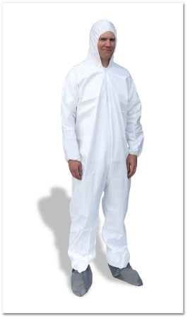 Carter-Health Disposables LLC CHSMP261-5XL Cleanroom Coverall with Hood and Boot Covers Suntech 5X-Large White Disposable NonSterile