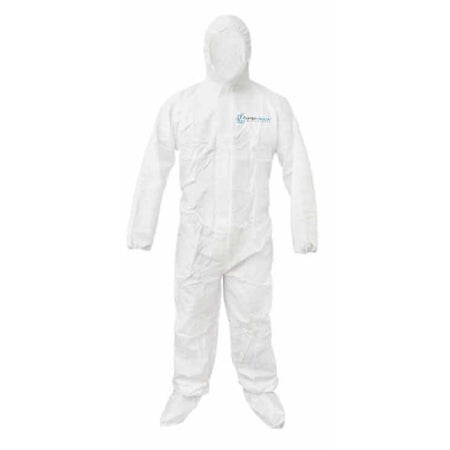 Carter-Health Disposables LLC CH9525SMS-L-BX Cleanroom Coverall with Hood and Boot Covers Large White Disposable NonSterile