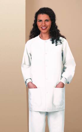 Fashion Seal Uniforms 7699-L Warm-Up Jacket White Large Hip Length Reusable