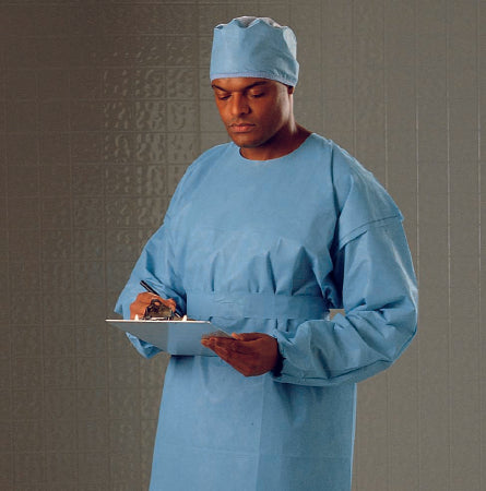 O&M Halyard Inc 69127 Protective Procedure Gown Halyard One Size Fits Most Blue NonSterile Not Rated Disposable