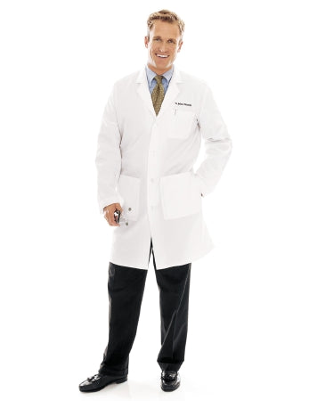 Landau Uniforms 3124WWF44 Lab Coat White Size 44 Mid Length Reusable