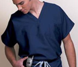 Fashion Seal Uniforms 78744-M Scrub Shirt Medium Navy Blue 1 Pocket Short Cap Sleeve Unisex