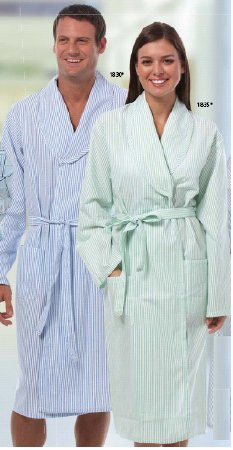 Fashion Seal Uniforms 1830-XL Patient Robe Unisex X-Large Blue Stripe Reusable