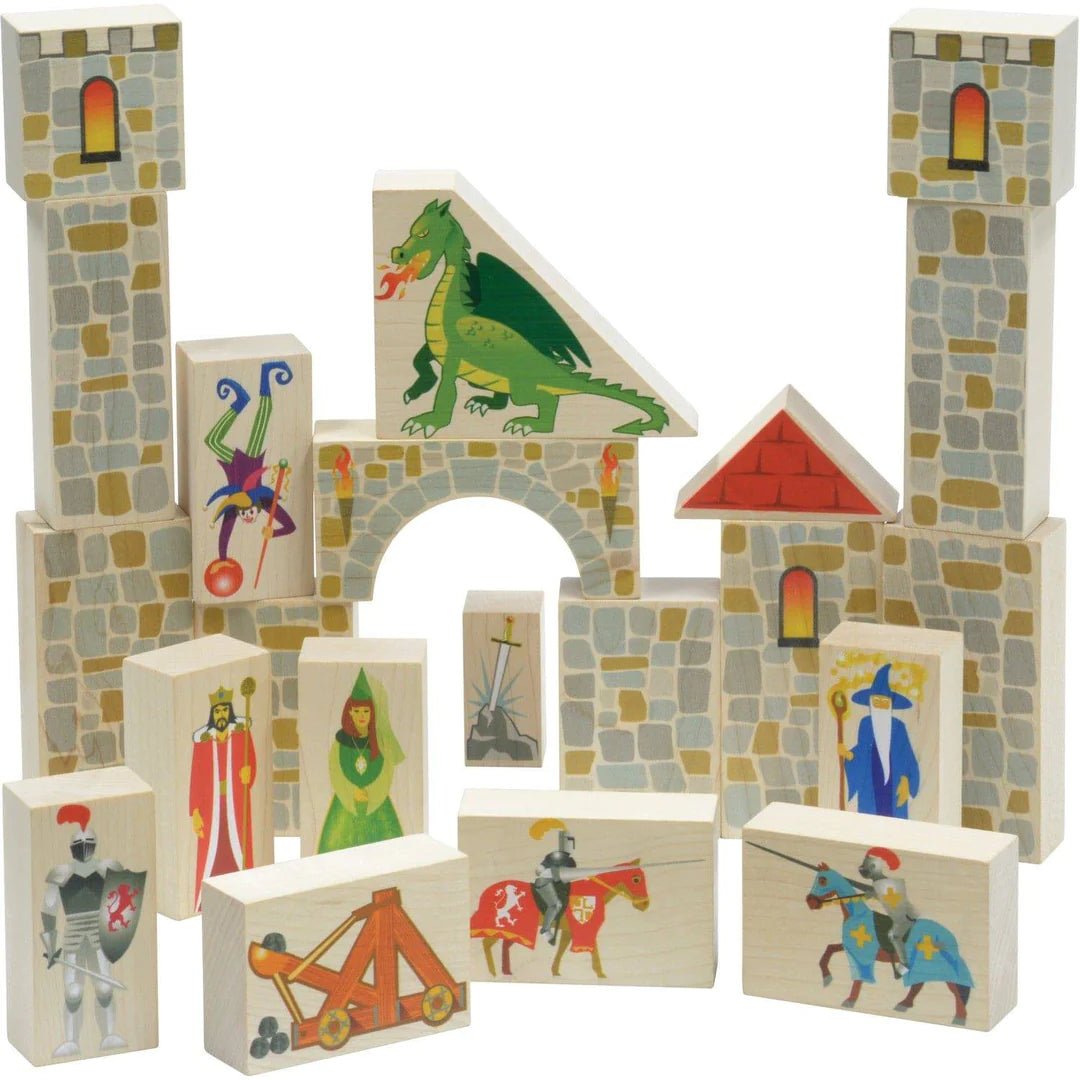 Wooden Castle Building Blocks - Made in USA