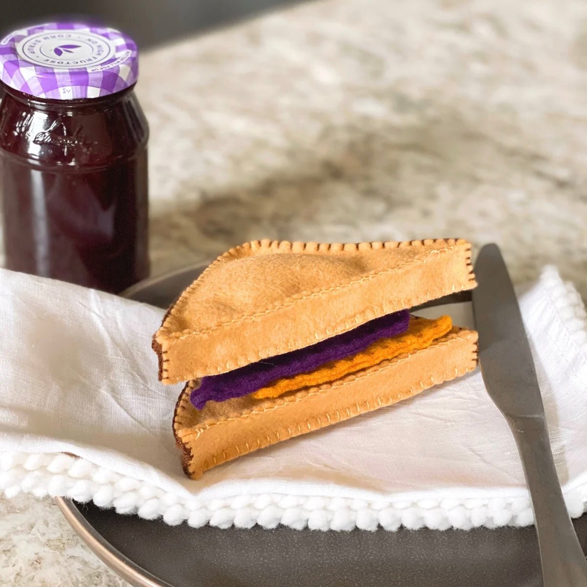 Felt Peanut Butter and Jelly Sandwich Handmade in USA