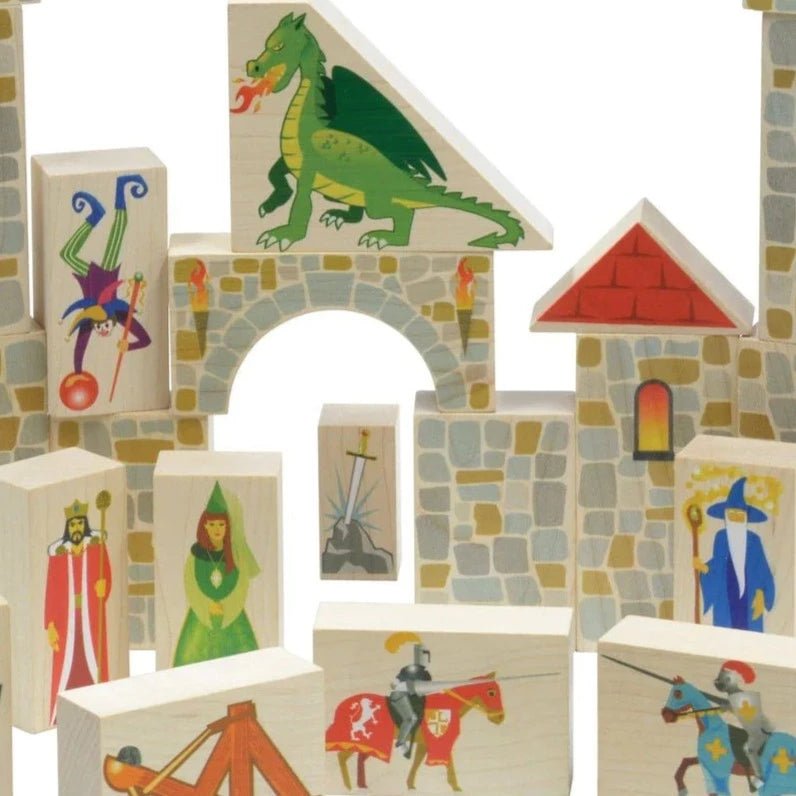 Wooden Castle Building Blocks - Made in USA