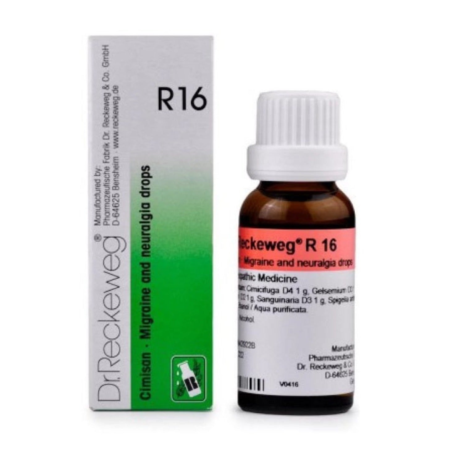 Dr Reckeweg Homoeopathy R16 Migraine and Neuralgia Drops 22 ml