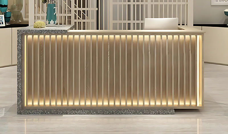 Striped Reception Desk with Storage
