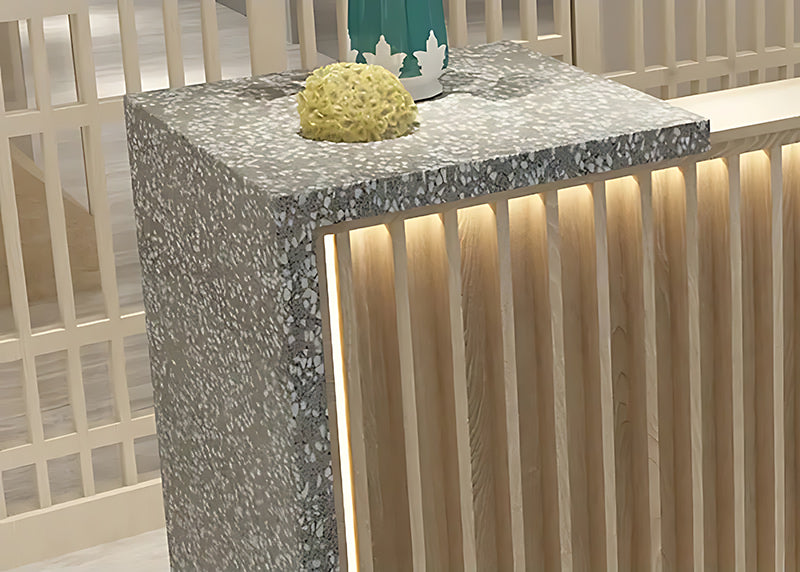 Striped Reception Desk with Storage